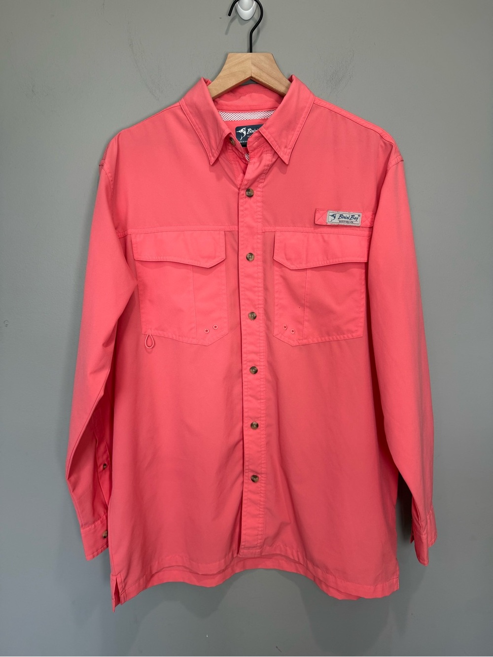 Bimini Bay Vented Fishing Shirt Coral Pink Long Sleeve UPF Performance M